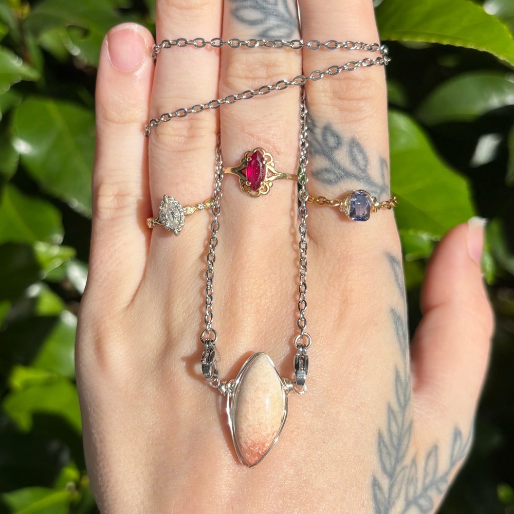 Pink scolocite interchangeable necklace
